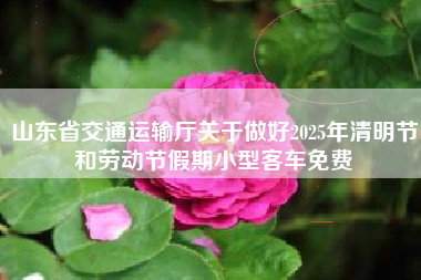 山东省交通运输厅关于做好2025年清明节和劳动节假期小型客车免费